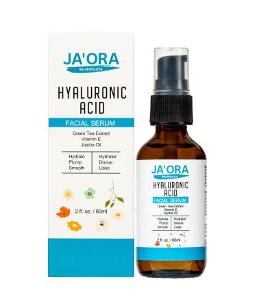 JA ORA HYALURONIC ACID SERUM For Face with MSM Vitamin E & Aloe Vera For Smoother face. Firms Hydrates and Moisturizes - 60ML/ 2FL.OZ