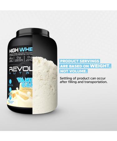 Revolution Nutrition High Whey Protein Powder Whey Isolate Superior Formula Gluten Free Lean Muscle Mass For Men & Women 25g of Protein Per Scoop 908 g 24 Servings (Vanilla Cake 2 Pound) Vanilla Cake 2 Pound - Buy Online on GoSupps.com