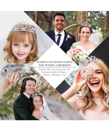 FRCOLOR Rhinestone Crystal Tiara Crown 2 Pack for Wedding, Bridal, Prom, Birthday, Pageant - Princess Tiara Headband - Buy Online on GoSupps.com
