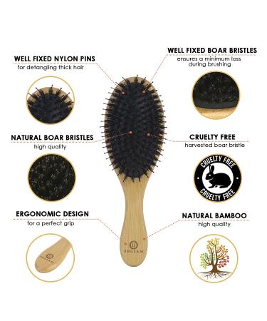 Wet Dry Bamboo Hair Brush & Comb Set - Boar Bristle Detangler for All Hair Types - Paddle Brush for Men Women Kids (4 pcs) - Buy Online on GoSupps.com