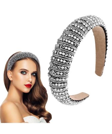 WLLHYF Rhinestone Headband - Fashionable Sparkly Black/Silver Diamond Hair Hoop for Women - Bridal/Wedding Accessories - Buy Online on GoSupps.com