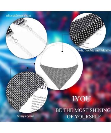 IYOU Shiny Crystal Mesh Mask Black Masquerade Sparkly Rhinestone Face Masks Bling Ball Party Halloween Genie Costume Glitter Decoration Mask Jewelry for Women and Girls - Buy Online on GoSupps.com