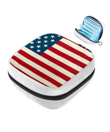 GIAPB Sanitary Napkin Storage Bag Period Bag Tampon Bag Makeup Bag Pad Pouch American Flag Color423