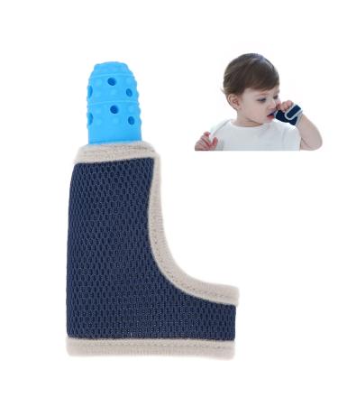Thumb Sucking Stop for Kids Baby Finger Guard Silicone Teether Breathable Wrist Band Finger Sucking Stop Guard for Toddler for 12 Months - 4 Years Old Baby(Blue)