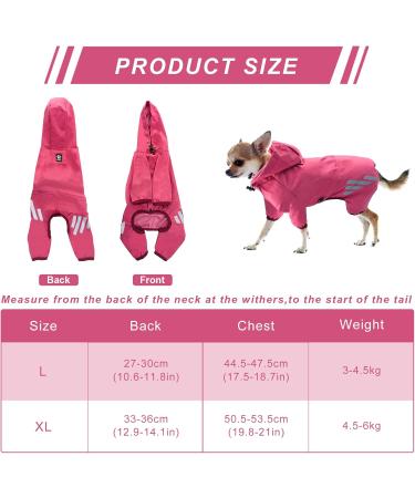 Adjustable Waterproof Dog Raincoat - Reflective Jacket for Small to Medium Dogs (L Rose) | Outdoor Rain Jacket with Legs - Buy Online on GoSupps.com