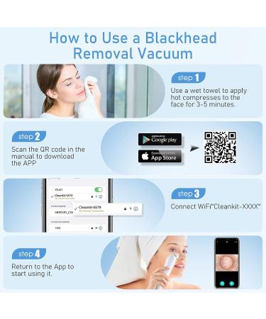 Blackhead Remover Vacuum with Camera | USB Pore Vacuum for Men and Women | 6 Suction Heads & 3 Modes | Blue - Buy Online on GoSupps.com