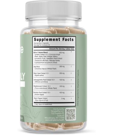 Burdock Root Organic and Bladderwrack 10 in 1 Immunity Booster Power Blend with Irish Sea Moss Ashwagandha and Black Seed Supplement for Men and Women Seamoss Pills Herbal Vegan - 60 Capsules - Buy Online on GoSupps.com