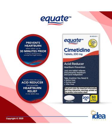 Equate Cimetidine 200mg - Heartburn Medicine Stomach Acid Reducer 60ct Bundle with Indigestion Relief Guide - 2 Items - Buy Online on GoSupps.com