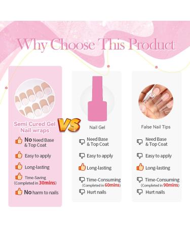Semi Cured Nail Wraps - 16PCS Nude Semi Cured Gel Nail Strips - Classic Nude Tip Stickers French Manicure Stickers - Long Lasting Gel Nail Stickers with Soft Glossy Gel Finish - Buy Online on GoSupps.com