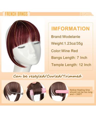 Wine Red French Bangs Hair Clip - Easy to Use Faux Bangs Extensions for Daily Wear - Buy Online on GoSupps.com