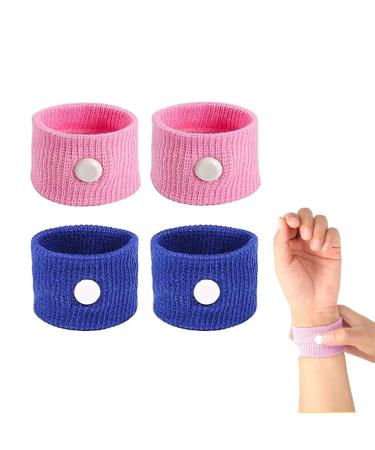 2 Pairs Motion Sickness Wristbands Sea Sickness Wristbands Travel Sickness Bands Motion Sickness Relief Bands Anti Nausea Wristbands Natural Nausea Relief for Sea Car Airplanes(Pink and Blue)