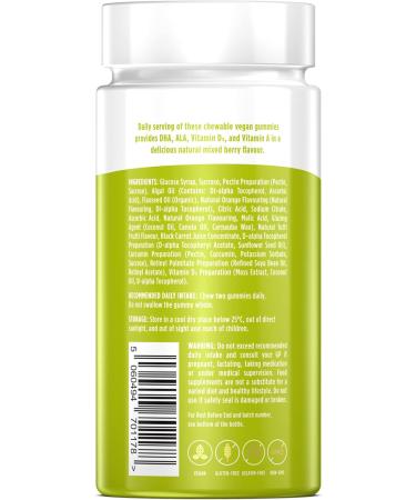 Wellgard Vegan Omega 3 Gummies - Chewable Algae-Derived DHA & ALA Supplements - Allergen-Free - Natural Flavour - Formulated in UK - Buy Online on GoSupps.com