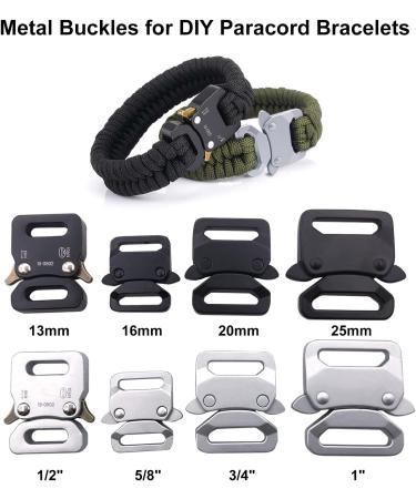 2 Pack Metal Side Quick Release Paracord Bracelet Buckles - Black 5/8in (16mm) - Buy Online on GoSupps.com