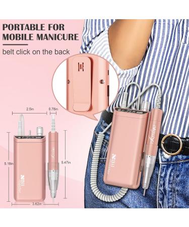 Kredioo 350000RPM Rechargeable Nail Drill for Acrylic Gel Nails - Salon Quality Electric File Manicure Tool with 10 Bits - Rose Gold - Buy Online on GoSupps.com