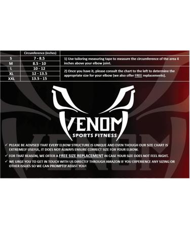 Venom Elbow Brace Compression Sleeve - Elastic Support for Tendonitis, Tennis Elbow, Arthritis - Black Large - Men, Women - 1 Pack - Buy Online on GoSupps.com
