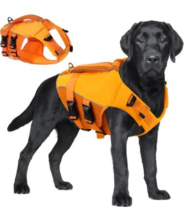 Asenku Dogs Wowers - Adjustable Ripstop Dog Life Vest for Small Medium & Large Dogs | Reflective & Durable for Boating Swimming & Surfing - Orange - Buy Online on GoSupps.com