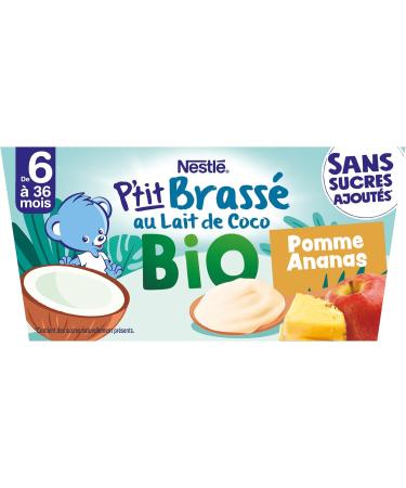 Nestl B b P'tit Brass Bio V g tal Lait de Coco Pomme Ananas - 4x 90g - d s 6 mois (Lot de 3) - Buy Online on GoSupps.com