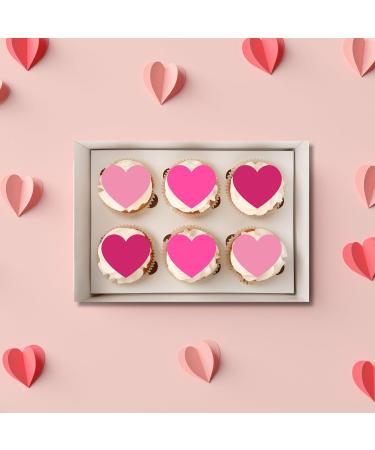 PRECUT Pink Love Heart Cupcake Toppers Valentines Day Edible Cake Topper Edible Valentine Cake Decorations Proposal Decorations Engagement Cake Decoration Anniversary Cake Toppers (24) - Buy Online on GoSupps.com