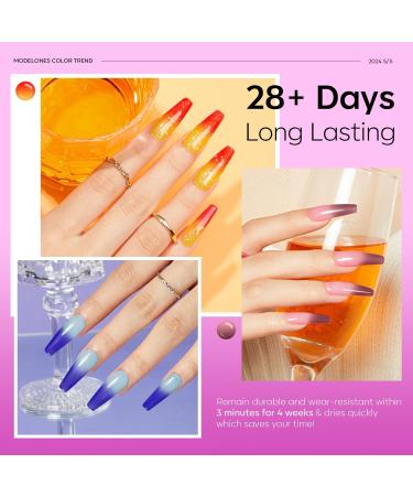Modelones Gel Nail Polish - Color Changing Gel Nail Polish Nail Kit Glitter Pink Mood Temperature U V Gel Polish Soak Off Nail Art Manicure DIY Salon Gift for Women Christmas Nails Blue - Buy Online on GoSupps.com