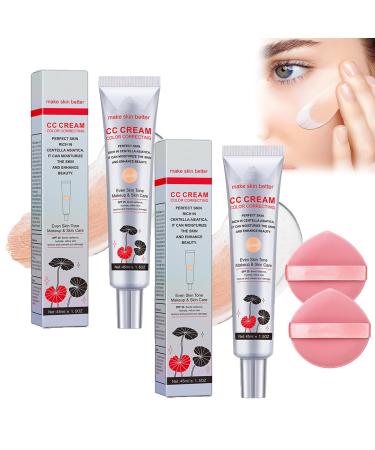 Korean Color Changing CC Cream, 2 In 1 Skin Care And Makeup, 45ml Moisturizing Foundation With Centella Asiatica (2Pcs-light)