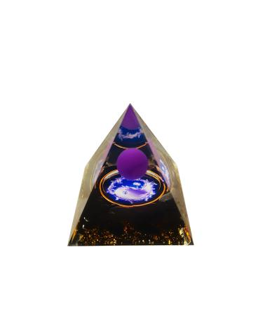 Moonstone Crystal Orgone Pyramid Ogan Crystal Energy Tower Nature Reiki Chakra Crushed Stone Jewelry Flower of Life Crystal Orgonite Pyramid Healing Chakra Pyramid (Deeppuple)