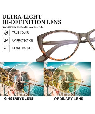 2-Pack Women's Cat Eye Reading Glasses +1.0 Blue Light Anti Glare Eyeglasses - Buy Online on GoSupps.com
