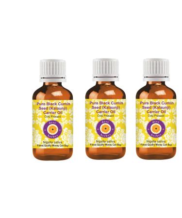 Deve Herbes Pure Black Cumin Seed (Kalaunji) Carrier Oil (Nigella Sativa) Cold Pressed (Pack of Three)100ml X 3 (10 oz)