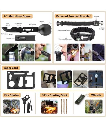 250Pcs Survival Gear First Aid Kit with Molle System Bag and Emergency Tent - Ideal for Earthquake, Outdoor Adventure, Camping, Hiking, Hunting - Gifts for Men Women - A-Black - Buy Online on GoSupps.com