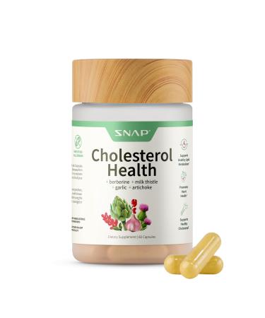 Snap Supplements Cholesterol Health - Milk Thistle, Garlic Extract and Berberine Supplement with Beta Sitosterol (95% Plant Sterols) for Digestive and Metabolic Support, 60 Capsules (30 Servings)