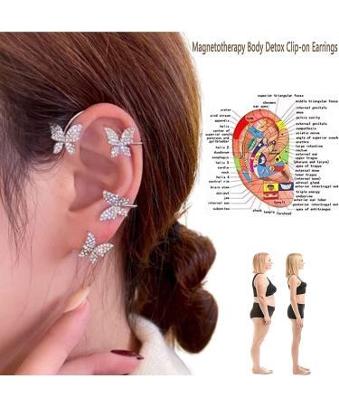 Beautification Magnetotherapy Body Detox Butterfly Earrings Non Piercing Magnetic Acupressure Slimming Earrings Butterfly Ear Cuffs Non Pierced Acupressure Slimm_ing Earrings for Women (2pcs-silver) - Buy Online on GoSupps.com