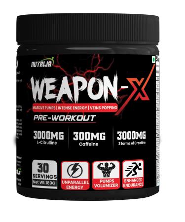 Weapon-X Pre-Workout Powder with 21 Active Ingredients - 3 Best Forms of Creatine AAKG Beta-Alanine Caffeinated | Pumps Viens Popping Energy Focus & Strength (30 Servings (Pineapple))
