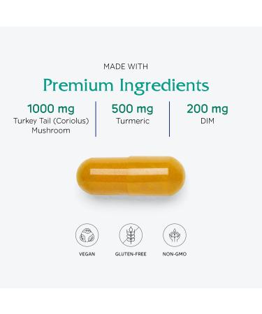 Vitanica CCDG Blend Immune Support DIM Supplement 200mg Turkey Tail Mushroom Turmeric Green Tea Vegan 90 Capsules Pro Logo - 90 Capsules - Buy Online on GoSupps.com