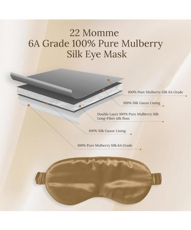 SILKSLEEK 22 Momme Pure Mulberry Silk Sleep Mask | 100% Pure Silk Filled | Super Soft & Comfortable Eye Mask in Gift Box | Blackout Eye Mask (Gold) - Travel Essentials - Buy Online on GoSupps.com