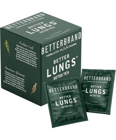 Betterbrand Better Lungs Detox Tea - Herbal Tea Bags - Mullein Leaf  Ginseng  Elderberry  Ginger & Thyme for Lung Cleanse  Congestion Relief  Mucus Detox - 15 Individual Herbal Tea Bags  Caffeine Free