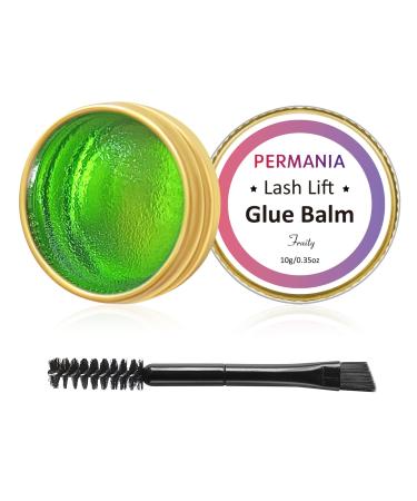 PERMANIA Lash Glue Balm Eyelash Lifting Adhesives Strong Hold and Perfectly Shaped Eyebrows for Brow Lamination Kit Lash Lift Balm Bright Colors & Fruity Flavours Fast Drying & Waterproof (Apple) 10g-green apple