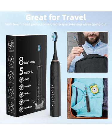 Electric Toothbrush - 8 Brush Heads 90 Days Battery Fast Wireless Charge 5 Modes & Smart Timer for Adults - Buy Online on GoSupps.com