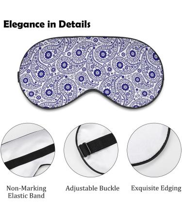 Buy Blue and White Paisley Sleep Mask for Women | Adjustable Eye Shades with Elastic Strap - Relax in Comfort - Buy Online on GoSupps.com