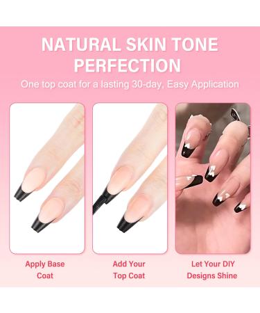 Shop 240PCS French Tips Gel x Nail Tips - Long Coffin Press On Nails in Black-Natural White | Pre-Applied Tip Primer & Base Coat for DIY Nail Extensions - Buy Online on GoSupps.com