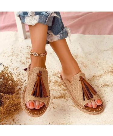 Shop Creev Women's Summer Sandals - Stylish Flat Open Toe Shoes Bohemian Gladiator Sandals Fashionable Casual Slippers in Yellow & Khaki (EU 38) - Buy Online on GoSupps.com