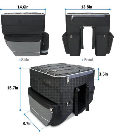 Pucuwu 3-in-1 Bike Bag | 68L Waterproof Rear Seat Carrier Trunk Bag | Reflective Trim | Multifunction Saddle Bags with Rain Cover - Black - Buy Online on GoSupps.com