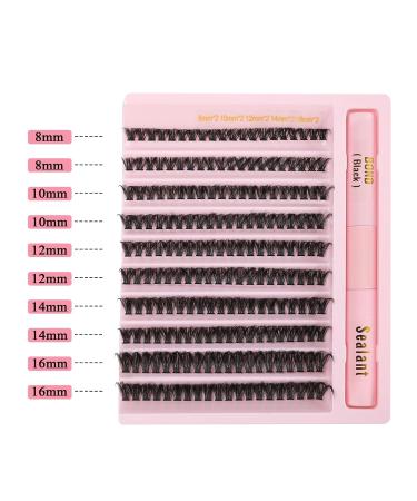 Buy Poiuyoiu DIY Eyelash Extension Set - 8-16mm Thick Cluster Lashes with Adhesive | Home Application | Volume 50D D-Lock - Buy Online on GoSupps.com