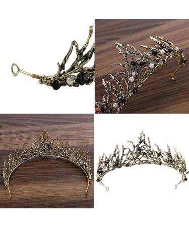 Vintage Black Crown Tiara for Women | Gothic Baroque Rhinestone Headdress for Carnivals Halloween Weddings & Proms - Buy Online on GoSupps.com