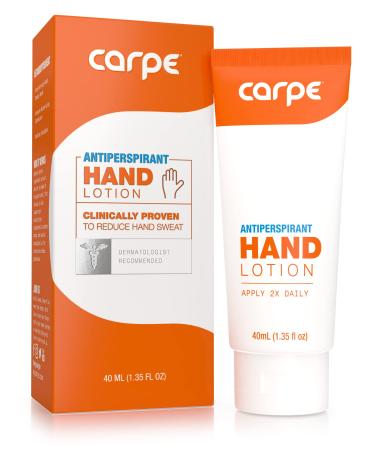 Carpe Antiperspirant Hand Lotion, A dermatologist-recommended, non-irritating, smooth lotion that helps stops hand sweat, Great for hyperhidrosis 1.35 Fl Oz (Pack of 1)