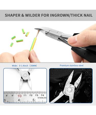 5 Pieces Nail Clipper Set for Men - Includes Thick Toenail Clipper, Wide Nail Clipper, Cuticle Remover, and Nail File - Ideal for Thick Ingrown Nails (Black) - Buy Online on GoSupps.com