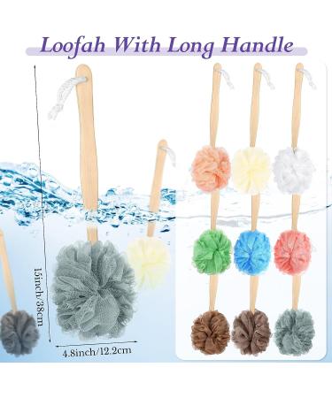 9 Pcs Long Handled Loofah Back Scrubber with Soft Mesh Sponges | Exfoliating Bath Sponge Set for Men and Women | Multicolored - Buy Online on GoSupps.com