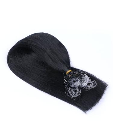 Micro -ring/loop hair extensions (#1 - black - 60 cm - 300 strands - 0.5g) 100% Remy real hair hair extension micro ring remy quality very easy to use - by hair professional 300 strands - 60cm - 0.5g (Total 150g)