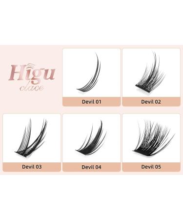 14 Pairs D Curl Cluster Lashes - 140 PCS DIY Individual Wisps, Reusable Segments for Professional Makeup - Devil 05-D - Buy Online on GoSupps.com