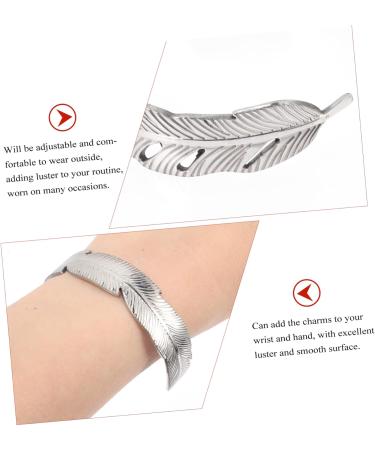 TOPPERFUN leaf cuff bracelet girls bracelet girl bracelets jewelry bracelets charms bracelets charm braclets bangle bracelets Expandable Bangle Bracelet Titanium steel temperament armband 6.5x5cm Steel color - Buy Online on GoSupps.com