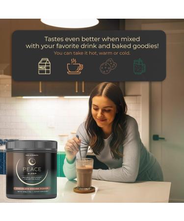 Peace Sleep - Sleep and Recovery Chocolate Powder Drink Mix - Sleep Aid Supplement with GABA, L-Tryptophan, L-Theanine, Glycine - for Tranquil Sleep, Restful Nights, Productive Days - Gluten Free - Buy Online on GoSupps.com
