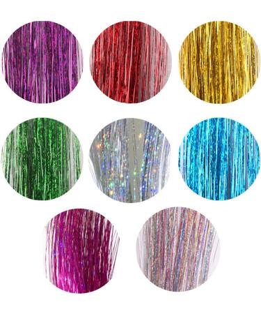 XFTOPSE Hair Tinsel 8 Colors Heat Resistant Sparkling Shiny Silk Fairy Hair for Women Girls Kids Glitter Extensions Tinsel Hair Kit for Cosplay Party Halloween Christmas Dress up - Buy Online on GoSupps.com